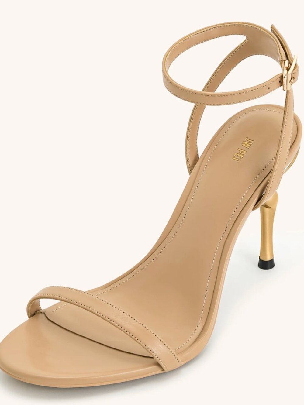 JW PEI Alivia Gold Metal Heel Sandals - Khaki Size 8